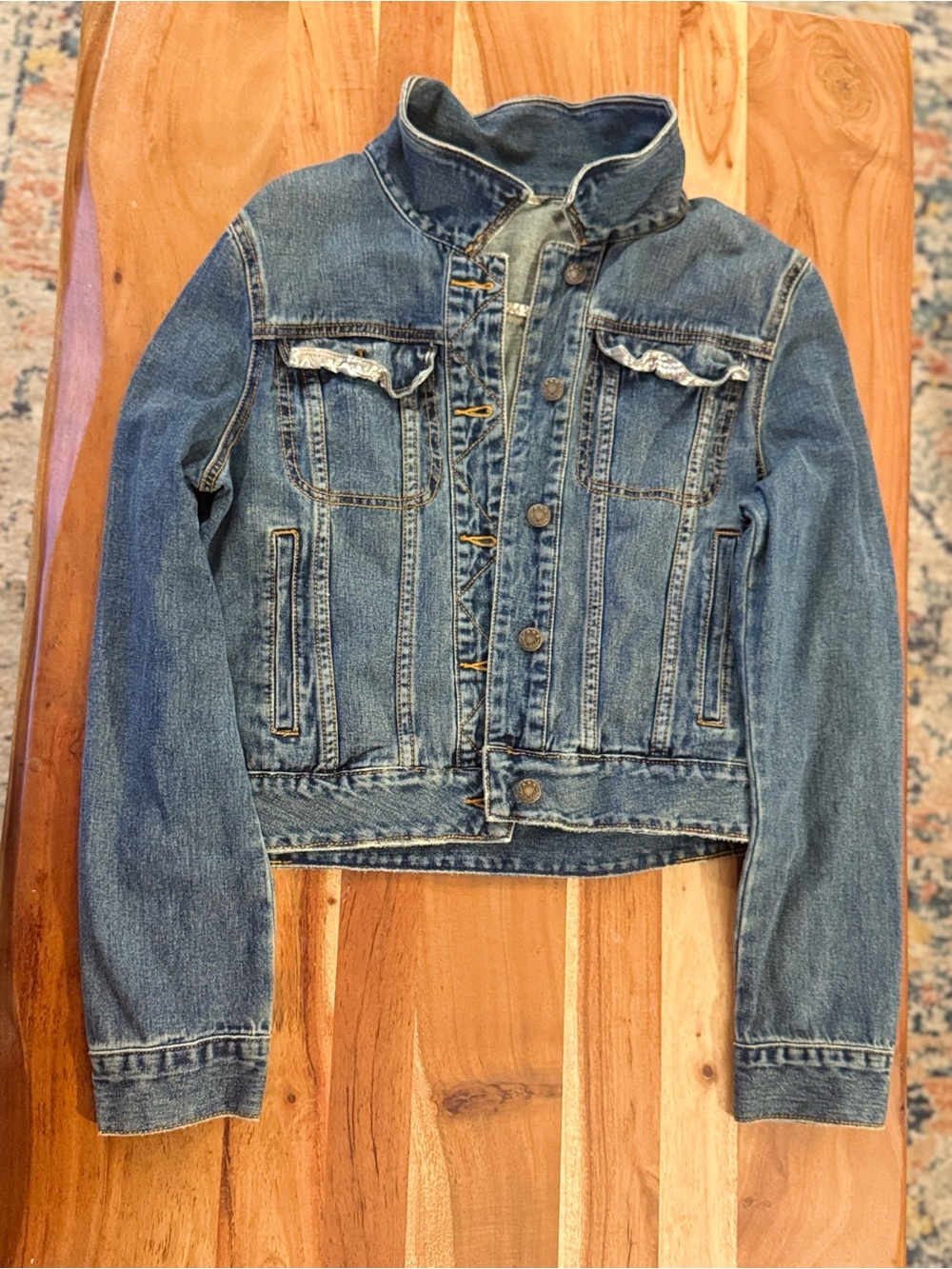 Free People Distressed Blue Denim Jacket